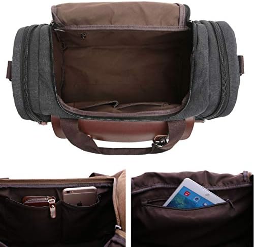 CrossLandy Canvas Gym Bag for Men Women Leather Overnight Bag Travel Carry on Duffel Sports Weekend Tote Bags 4 CrossLandy Canvas Gym Bag for Men Women Leather Overnight Bag Travel Carry on Duffel Sports Weekend Tote Bags