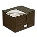 Richards Homewares Quilted Microfiber Wine Glass Goblets Storage Chest, Brown (Holds 12 Glasses)