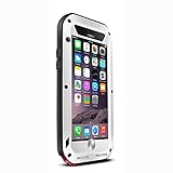 iPhone 6S Case,3C-Aone[Newest]Gorilla Glass Luxury Aluminum Alloy Protective Metal Extreme Water Resistant Shockproof Military Bumper Heavy Duty Cover Shell Case for Apple iPhone 6S (White)
