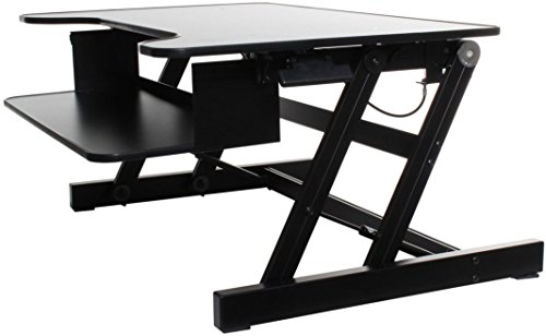 Standing Desk | Height Adjustable Sit-Stand Workstation | New Easy to
Use Hand-Levers | Office Desk for Desktop Computers and Laptops (Black)