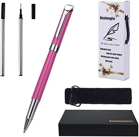 Ballpoint Pen riting set with gift box Pink Barrel fashion collection with 2 Extra Stainless Steel Fine Refill(Roller ball pen Pink)