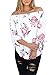 LOSRLY Women Off The Shoulder Floral Printed 3 4 Bandage Sleeve Blouse Casual Tops