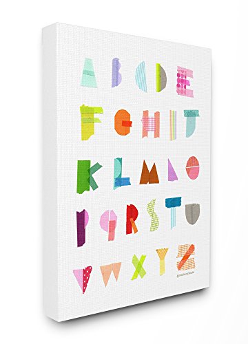 Stupell Industries Alphabet Paper Collage Stretched Canvas Wall Art, 30x40, Mul…