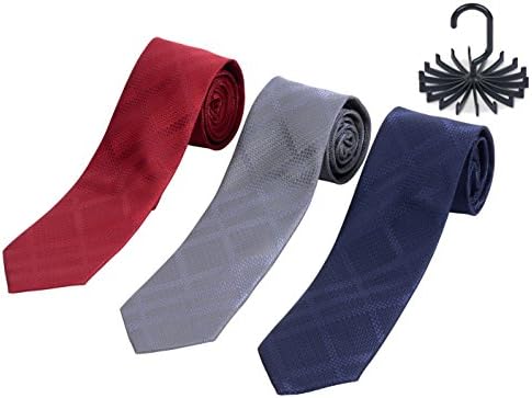 Mens Neckties, 3 Pack, Classic Solid Colors, Executive Set by Velette (Blue, Grey, Red)