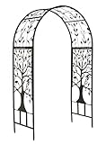 Plow & Hearth Metal Garden Arbor with Tree of Life Design, Made of 100% Steel, Black and Burnished-Bronze Finish