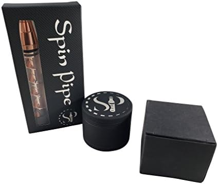 Twisty Glass Grinder Bundle Spiral New Blunt - For Dry Herbs | 2x Pyrex Glass - 1 Grinder | 1x Mouth Pc | 4x O-Rings | 3x Rubber Caps | 1x Small Cleaning Brush | 1x Big Cleaning Brush | (Rose Gold)