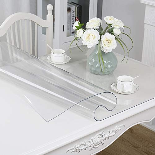 HOMEJYMADE Heavy Weight PVC Tablecloth,Soft Glass Transparent Table Cover Heat Resistance Waterproof Tablecloth Protector-A 90x160cm(35x63inch)