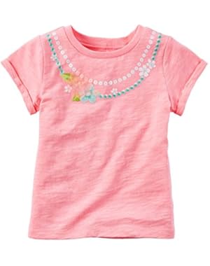 Baby Girls Necklace Graphic Tee, Pink