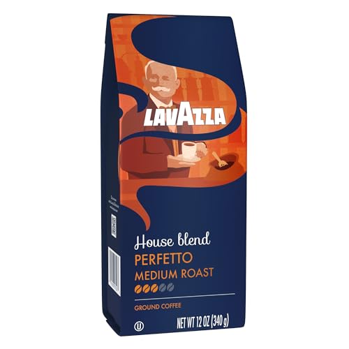LAVAZZA HOUSE BLEND PERFETTO GROUND COFFEE 12OZ BAG, MEDIUM ROAST, FULL-BODIED, INTENSITY 3/5, 100% ARABICA, IDEAL FOR DRIP BREWERS, (PACK OF 1) – PACKAGE MAY VARY