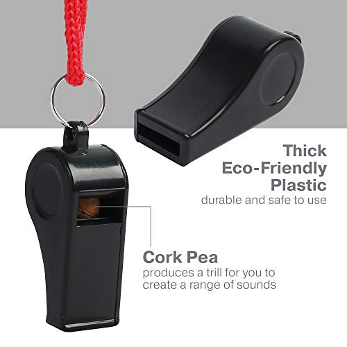 LotFancy 12 Pack Coaching Whistles, Referee Whistles with Colorful Lanyard, ABS Plastic Sport Whistle for Personal Safety, Loud and Crisp Sound, Bulk for Emergency, Survival, Hiking, Walking at Night