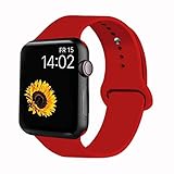 VATI Sport Band Compatible for Apple Watch Band 42mm 44mm, Soft Silicone Sport Strap Replacement Bands Compatible with 2019 Apple Watch Series 5, iWatch 4/3/2/1, 42MM 44MM S/M (Red)