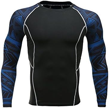 Global Fitness Authority Mens Compression Shirt Long Sleeve Blue Design