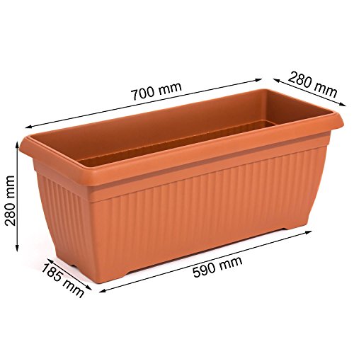 Riesiger Balkonkasten Blumenkasten 70 x 28 cm 30 Liter Blumentopf terra braun – Bild 3