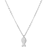 Amkaka Minimalist 925 Sterling Silver Pendant Necklace Cute Fish Necklace Birthday Gifts for Women