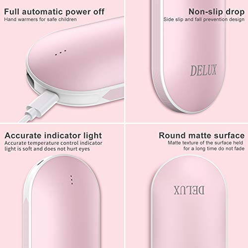 Delux Electronic Hand Warmers Rechargeable,5200mAh PowerBank USB Pocket Hand Warmer Portable Hand Heater, Great Solution for Raynaud Syndrome and Arthritis Sufferers, Best Gift in Cold Winter - Thumbnail 3