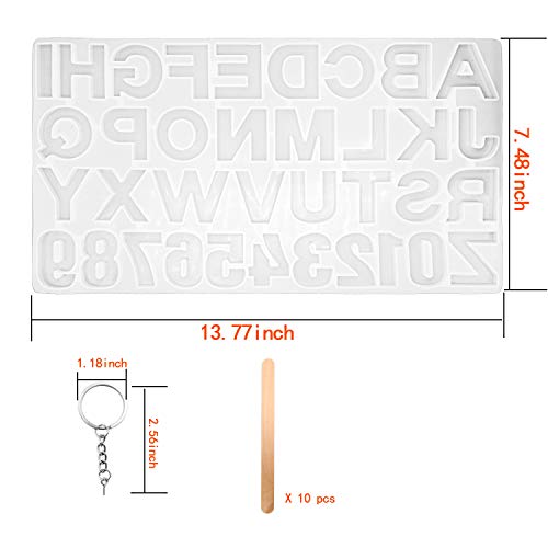 Resin Casting Alphabet Mold Letter Number Silicone Molds for Epoxy Resin Crafts Resin Keychains, Crayons, Soap, Clay Crafts,DIY Sugar Cake Craft Casting Molds Set Kit (Transparent)