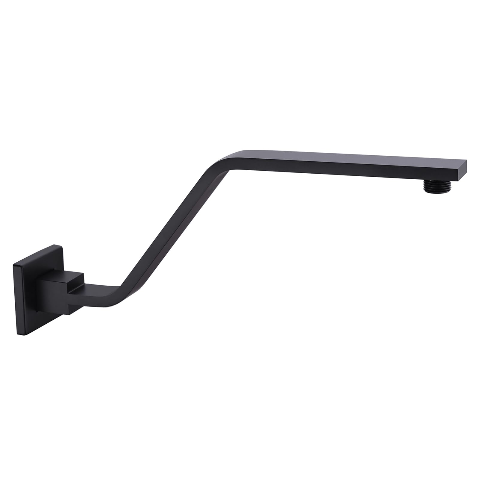 Photo 1 of 16 Inch S Shape Matte Black Shower Head Arm, Square Wall Mounted Shower Arm and Flange Included