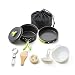 Honest Portable Camping cookware Mess kit Folding Cookset for Hiking Backpacking 10 Piece Lightweight Durable Pot Pan Bowls Spork with Nylon Bag Outdoor Cook Equipment primary