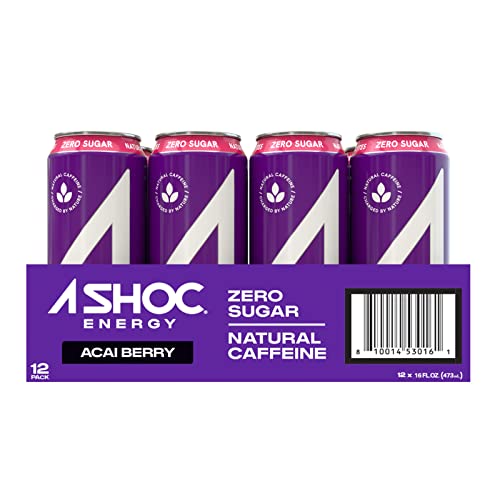 A SHOC Performance Energy Drink, Acai Berry, 16 Ounce Can, Natural