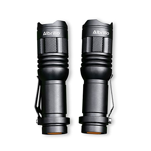 Albrillo Tactical Flashlight LED Torch, Mini Flashlights Adjustable Focus Zoomable, Bright 3 Mode, 2 Pack
