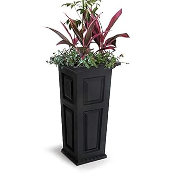 Mayne 4833B Nantucket Tall Planter, 15.5 by 15.5 by 32-Inch, Black