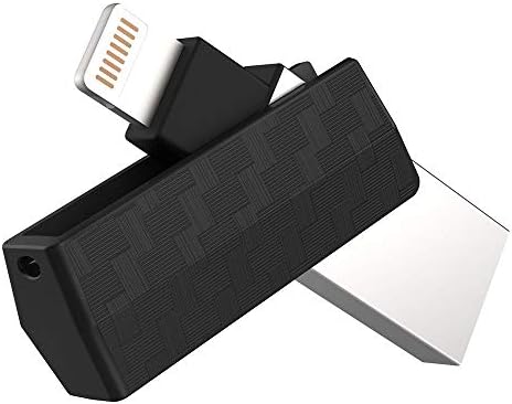 TEKQ [MFI Certified] Swivel USB Flash Drive 128GB for iPhone iPad iPod Lightning USB 3.0 Mac Windows PC (Black Carbon Pattern)