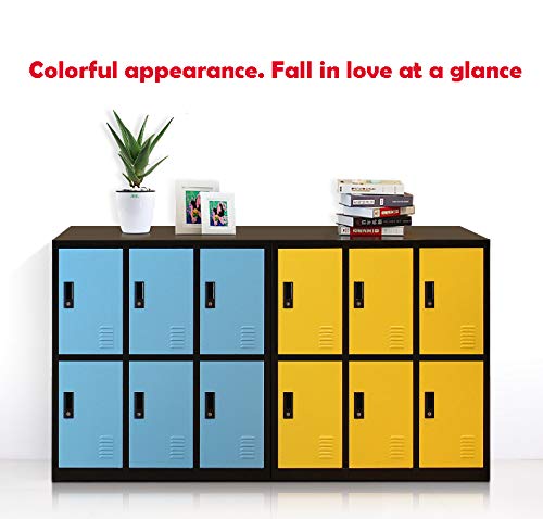 Small Office Storage Locker Cabinet Organizer for Employee,School Locker for Kids Mini Size (Yellow, W6D)