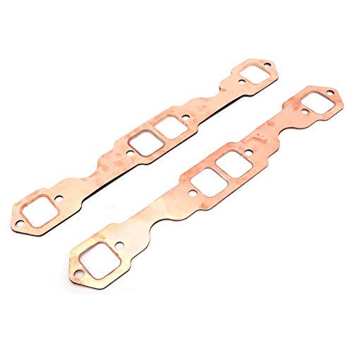 Exhaust Gaskets,2pcs Square Port Copper Header Exhaust Gaskets Reusable Fit for for SB Chevy 327 305 350 383