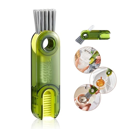 Hiyniaz 3 in 1 Bottle Brush, Crevice Gap Cleaning Brush, Multifunctional Water Bottle Cleaning Tools, Multipurpose Tiny Cup Lid Brush Cleaner, Blue Cup Brush (Cup Brush-Green)