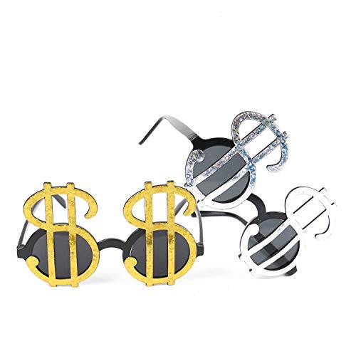 WEFOO 4 Pairs Money Dollar Signs Sunglasses Bling Fun Party Pimp Costume Novelty Glasses Party Supplies Decoration - Thumbnail 4