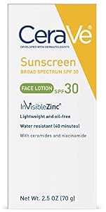 Image of CeraVe Sunscreen Face Lotion SPF 30 2.5 oz with Zinc Oxide, Niacinamide and Ceramides for Broad Spectrum Sun Protection
