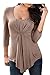ETCYY Women's Long Sleeve Blouse Casual O Neck Drape T-shirt Tops,Coffee,X-Large