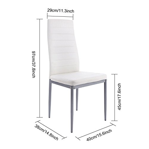 Kaluo 5 PCS Modern Rectangular Dinning Set, Durable Glass Top Table & 4 Chairs for Kitchen Room Furniture - Thumbnail 6