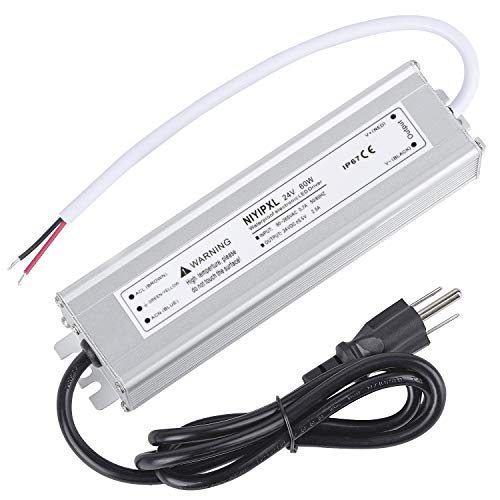 LED Driver 60 Watts 24V DC Low Voltage Transformer， Waterproof IP67 LED