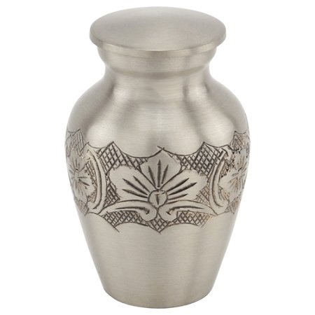 Silverlight Urns Elegant Pewter Keepsake Urn, Mini Brass Urn for Ashes in Silver Finish, 2.5 Inches Tall - Thumbnail 3