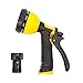 Garden Hose Spray Nozzle by GardenGuru | 9-Pattern Heavy Duty Multi-Sprayer - High Pressure Nozzle for Garden Hose - Wash Dogs, Lawns, Pets and Cars - Includes Detachable Shutoff Valve Attachment