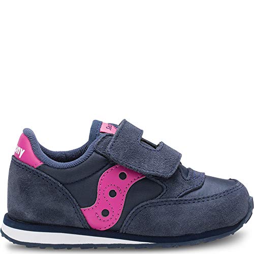 Saucony Girls' Baby Jazz HL Sneaker, Navy/Pink, 5.5 Medium US Toddler