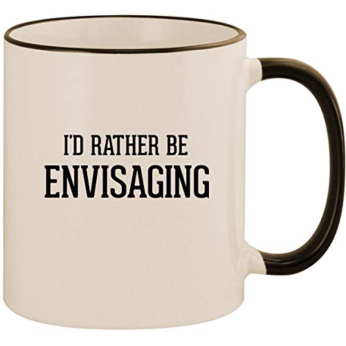 I'd Rather Be ENVISAGING - 11oz Ceramic Colored Handle & Rim Coffee Mug Cup, Black