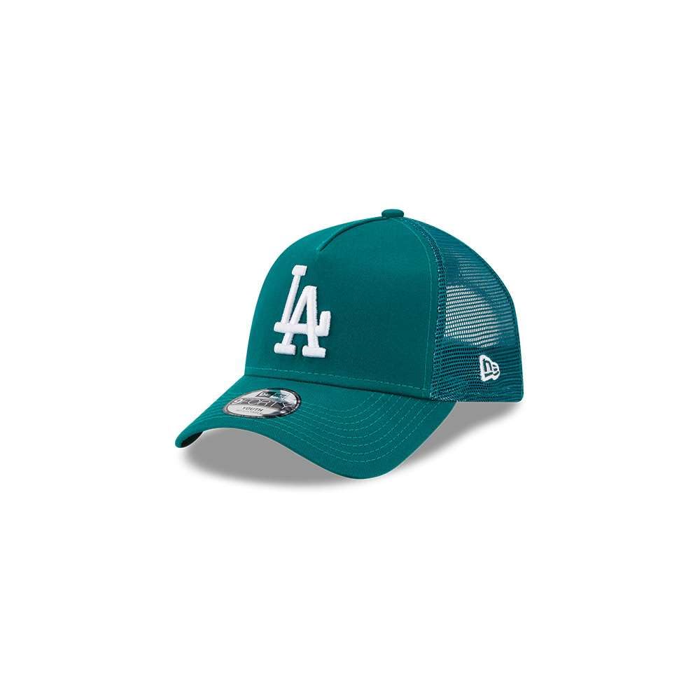 New Era Los Angeles Dodgers MLB League Essential Green 9Forty Kids A-Frame Adjustable Trucker Cap - Youth