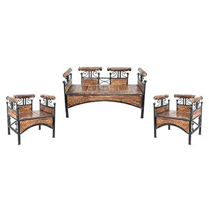 Shilpi Wooden Stylish Sofa Set Wrought Iron Wooden Living Room 4