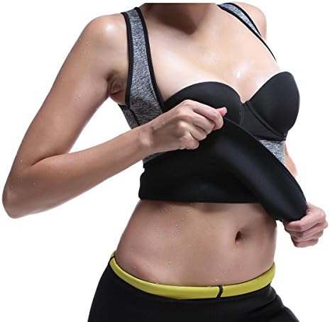 Womens Neoprene Sweat Waist Trainer Cincher Vest Slimming Shirt Body Shaper For Weight Loss, Large, Gray