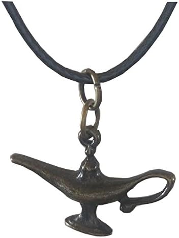 Aladdin's Magic Lamp Pendant on a Spun Silk Black Choker Necklace