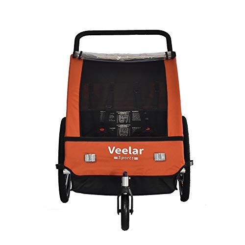Veelar Bike Trailer & Stroller 2 in 1 Double Seat for Toddlers, Kids