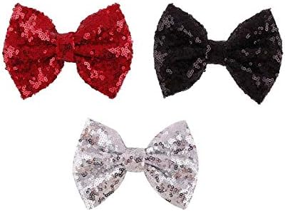Love Fairy Girl's Lovely Fashion Bow Hairpin Sequins Hair Clip for Daily Life Travel Party Festivals (3 Colors)