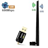 [2018 Upgraded Version] 5dBi Antenna ANEWISH Wifi USB Adapter 600Mbps 802.11ac Dual Band (5.8G/2.4G ) Wireless Adapter for PC Desktop Laptop, Support Windows 10/8.1/8/7/XP/Vista, Mac OS X 10.6-10.12.4