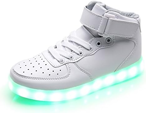 LED Shoes for Men & Kids 7 Static & 3 Dynamic Color Modes 1 Strobe Mode - Light Up Fashion Sneakers(Charger Included)White 31