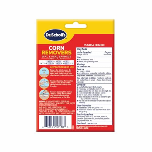 DR. SCHOLL’S CORN REMOVERS SEAL & HEAL BANDAGE WITH HYDROGEL TECHNOLOGY, 6 CT // REMOVES CORNS FAST AND PROVIDES CUSHIONING PROTECTION AGAINST SHOE PRESSURE AND FRICTION FOR ALL-DAY PAIN RELIEF