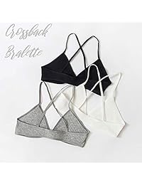 Peachat - Bralette triangular para mujer, copas A B acanaladas, espalda ligera, correa delgada, cuello en V, sujetador sin acolchado