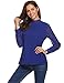 Soteer Women Chiffon Tops T-shirt Casual Scoop Neck Cuffed Sleeve Blouse, Royal Blue, Medium