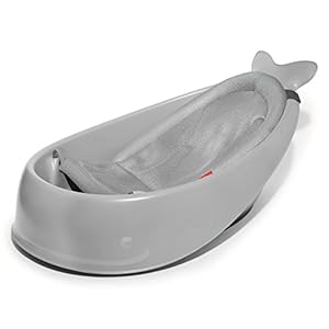 Skip Hop Baby Bath Tub, 3-Stage Smart Sling Tub, Moby, Grey